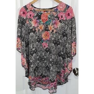 Tolani‎ Collection Women’s Caftan Tunic Top Kimono Multicolor Blouse Size Medium